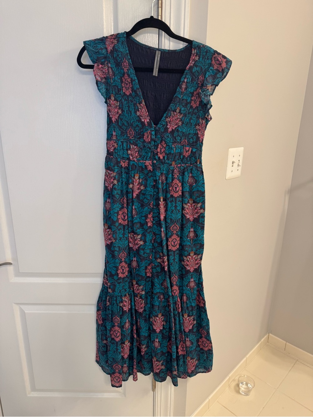 Anthropologie  Floral V-Neck Maxi Dress